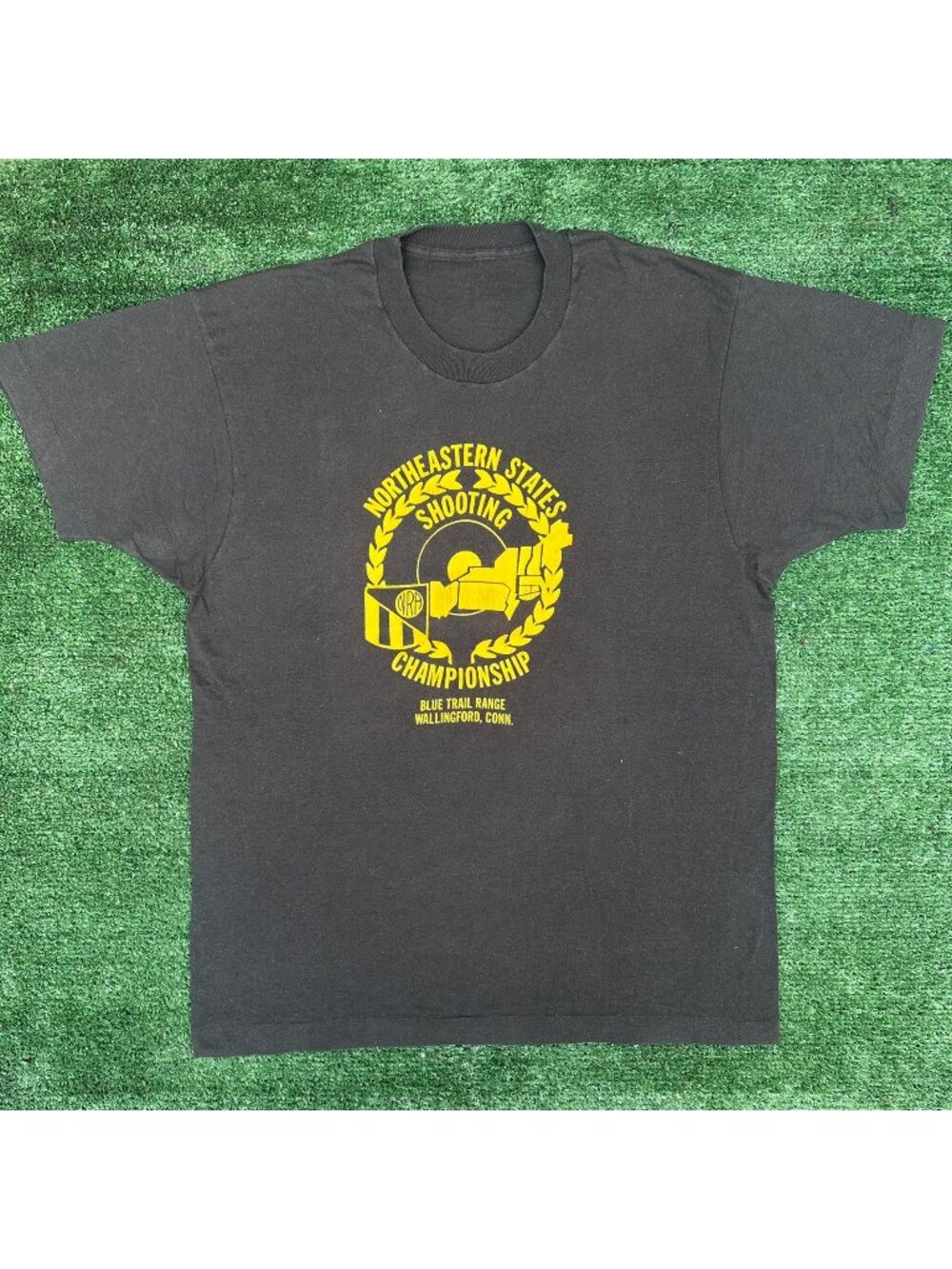 Vintage 80s NRA Shooting Championship T-Shirt Black M Single Stitch Paper Thin